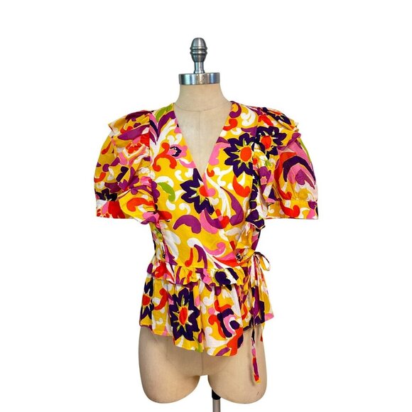 J Crew Collection Ruffle Wrap Ratti Curly Top Small - Picture 1 of 5